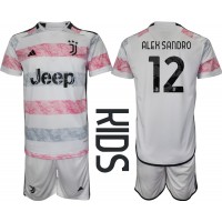 Camisa de Futebol Juventus Alex Sandro #12 Equipamento Secundário Infantil 2023-24 Manga Curta (+ Calças curtas)